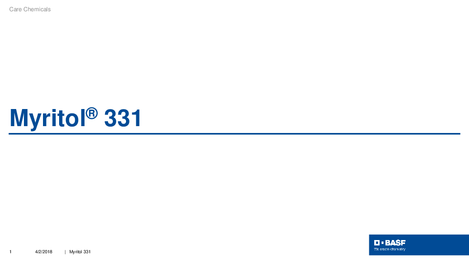 Myrtiol 331 Benchmarking Data
