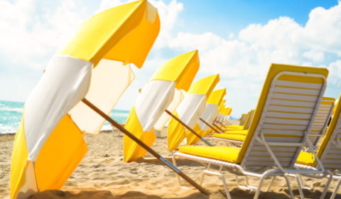 Umbrellas and Chairs on Beach